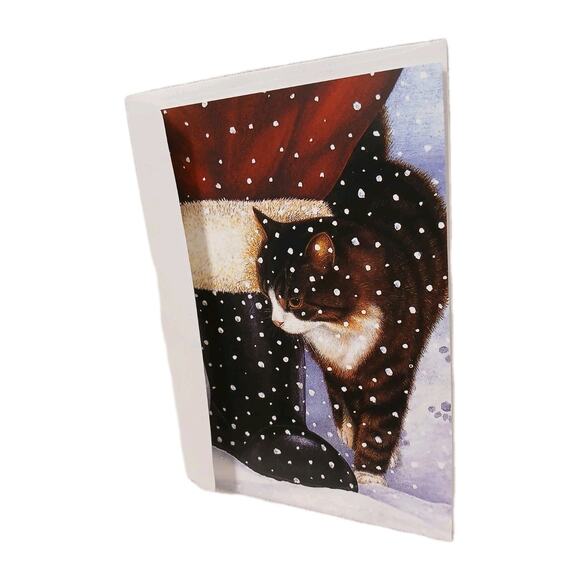 Lot of 6 Cat Christmas Greeting Cards Tabby Santa Claus Boot by Anne Mortimer - Picture 9 of 11
